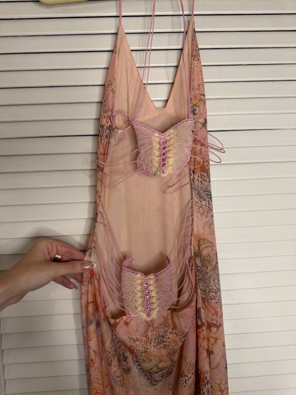 I.AM.GIA Pink Sheer Embroidered Butterfly Dress